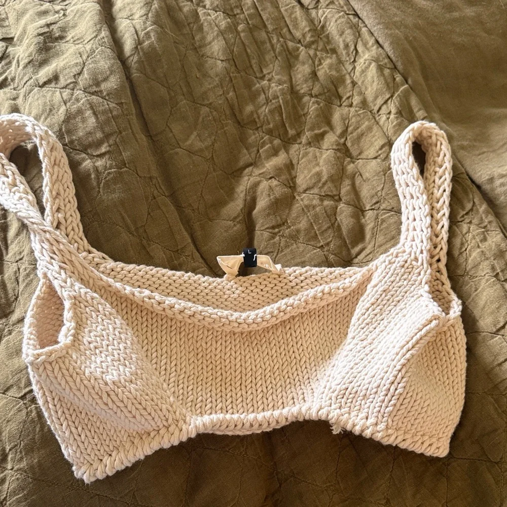 Nia Thomas crochet crop top cream size large - Picture 1 of 1